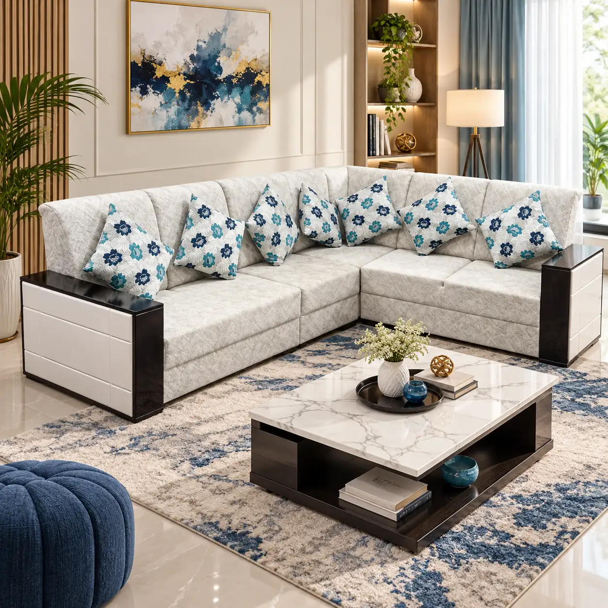 Ivory Bloom Corner Sofa