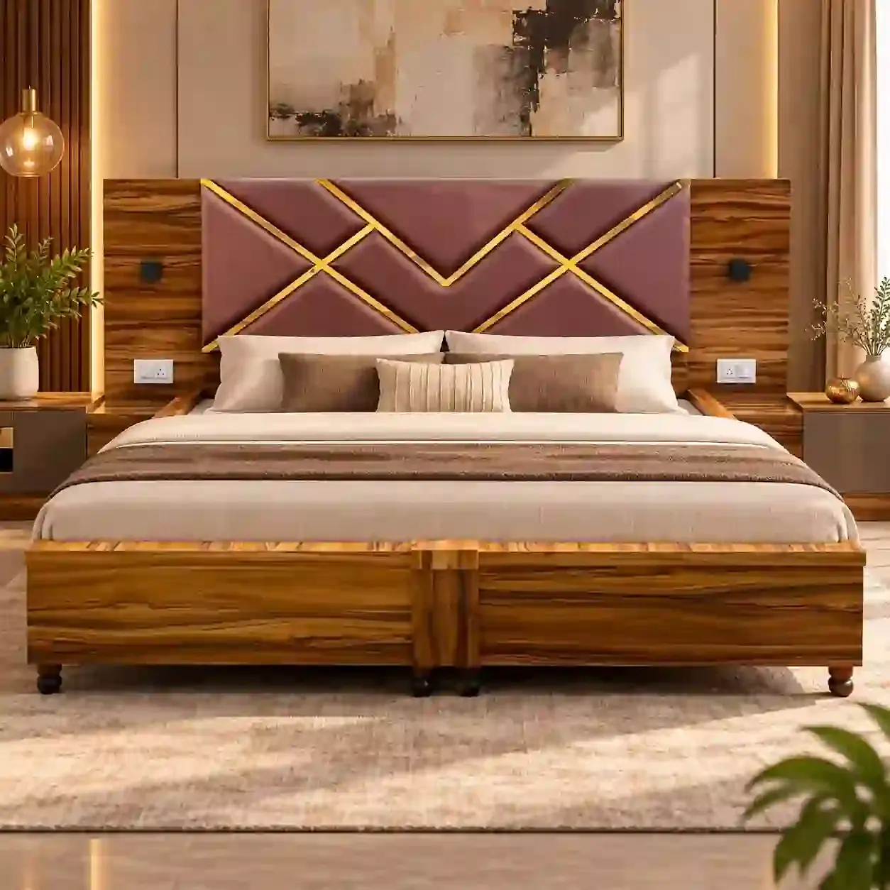 Royal Geometric Upholstered Bed